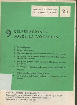 9 CELEBRACIONES SOBRE LA VOCACION.