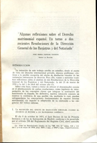 ALGUNAS REFLEXIONES SOBRE EL DERECHO MATRIMONIAL ESPAÑOL.
