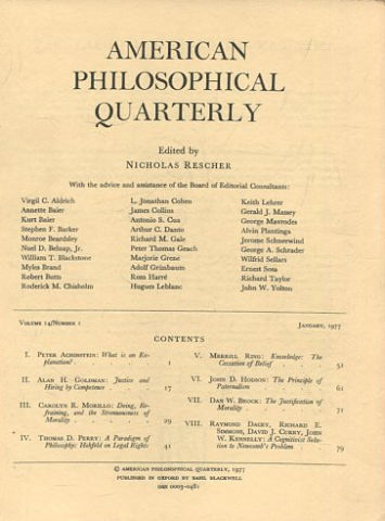 AMERICAN PHILOSOPHICAL QUARTERLY VOLUME 14/ NUMBER 1, JANUARY, 1977.