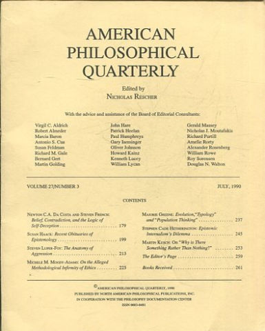 AMERICAN PHILOSOPHICAL QUARTERLY VOLUME 27/ NUMBER 3, JULY 1990.
