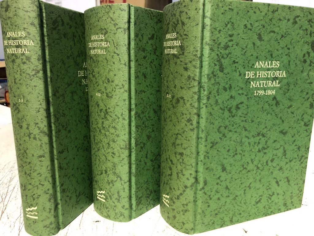 ANALES DE HISTORIA NATURAL 1799-1804. I: ESTUDIO PRELIMINAR, ONDICE, NUMES. 1-3. II: NUMS. 4-12. III: 13-21.