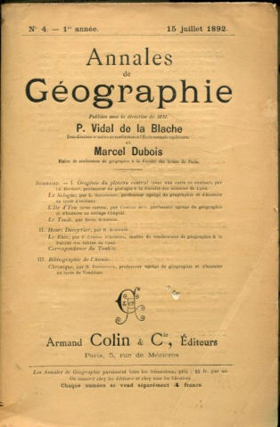 ANNALES DE GEOGRAPHIE. Nº 4-1892.