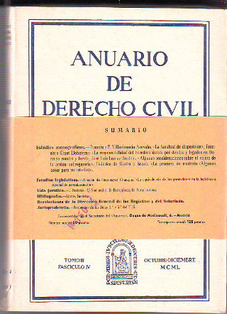 ANUARIO DE DERECHO CIVIL. TOMO III. FASCICULO IV.