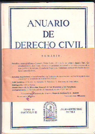 ANUARIO DE DERECHO CIVIL. TOMO IV. FASCICULO III.