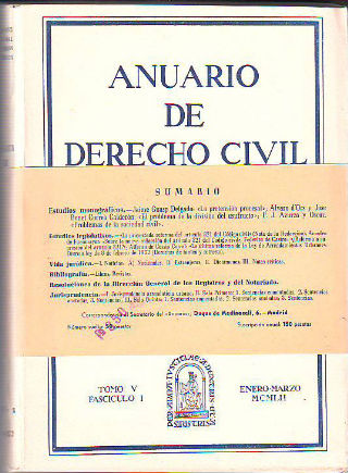 ANUARIO DE DERECHO CIVIL. TOMO V. FASCICULO I.