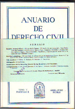 ANUARIO DE DERECHO CIVIL. TOMO V. FASCICULO II.