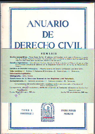 ANUARIO DE DERECHO CIVIL. TOMO X. FASCICULO I.