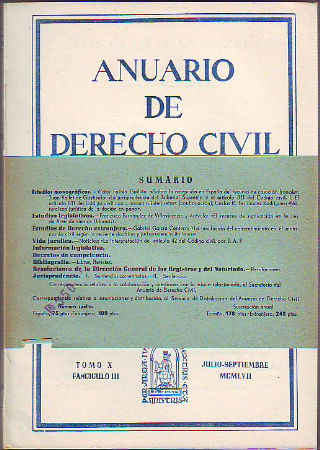 ANUARIO DE DERECHO CIVIL. TOMO X. FASCICULO III.