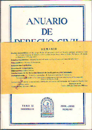 ANUARIO DE DERECHO CIVIL. TOMO XI. FASCICULO II.