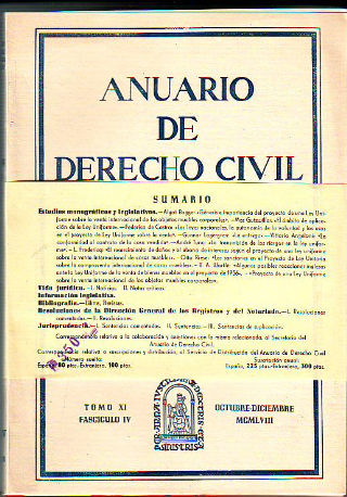 ANUARIO DE DERECHO CIVIL. TOMO XI. FASCICULO IV.