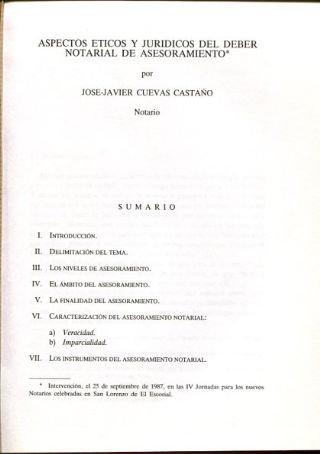 ASPECTOS ETICOS Y JURIDICOS DEL DEBER NOTARIAL DE ASESORAMIENTO.