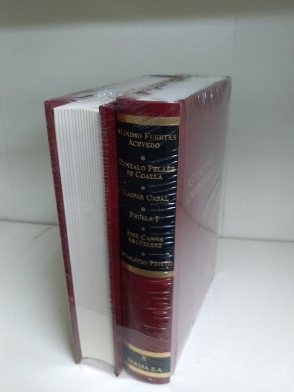 Asturianos Universales. Pedro Menendez de Aviles. Rogelio Jove y Bravo. Rafael del Riego. Eduardo Martinez Torner. Juan Carreño de Miranda. Tomo IX.  Asturianos Universales. Maximo Fuertes Acevedo. Gonzalo Pelaez de Coalla. Gaspar Casal. Fruela I. Jose Canga Arguelles. Indalecio Prieto. Tomo X