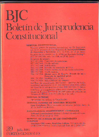 BJC. BOLETIN DE JURISPRUDENCIA CONSTITUCIONAL. Nº. 39.