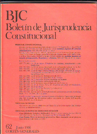 BJC. BOLETIN DE JURISPRUDENCIA CONSTITUCIONAL. Nº. 62.