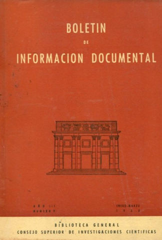 BOLETIN DE INFORMACION DOCUMENTAL. AÑO. III. NUM. 9 .