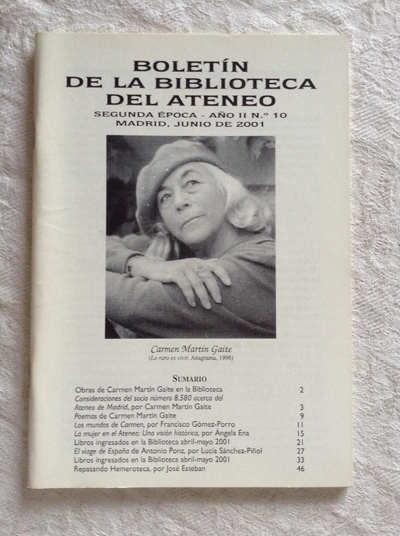 Boletín de la biblioteca del Ateneo, nº 10. Carmen Martín Gaite