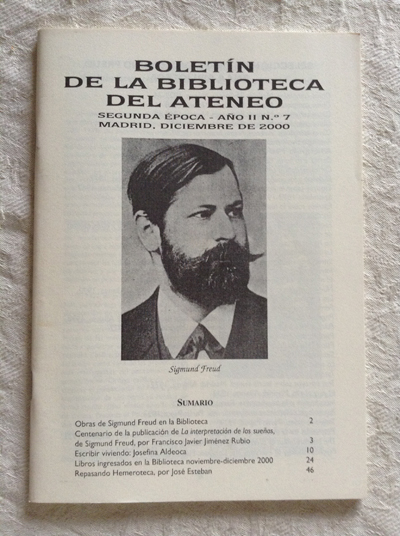 Boletín de la biblioteca del Ateneo, nº 7. Sigmund Freud