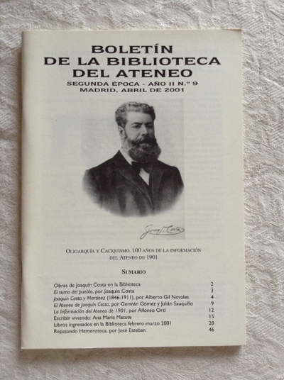 Boletín de la biblioteca del Ateneo, nº 9. Oligarquía y caciquismo