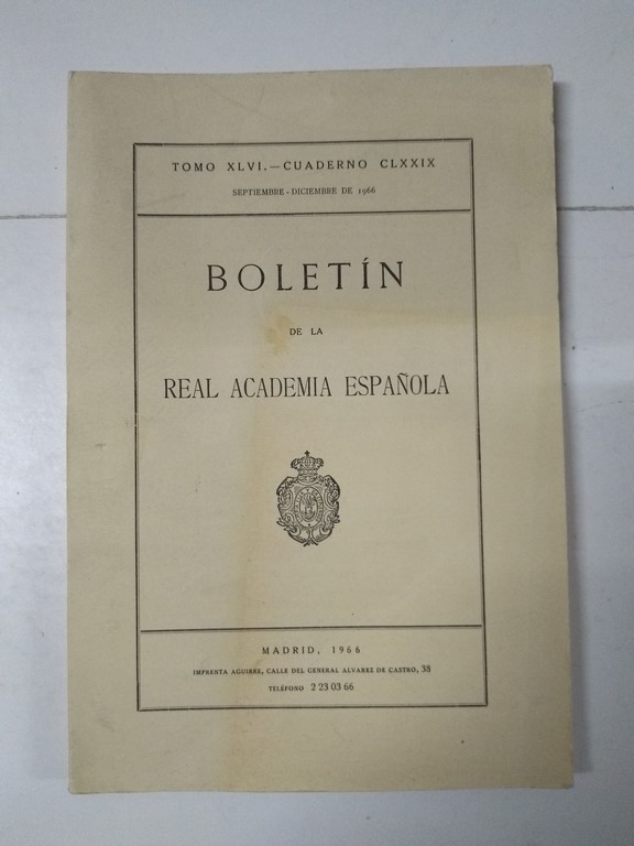 Boletín de la Real Academia Española, XLVI. - cuaderno CLXXIX