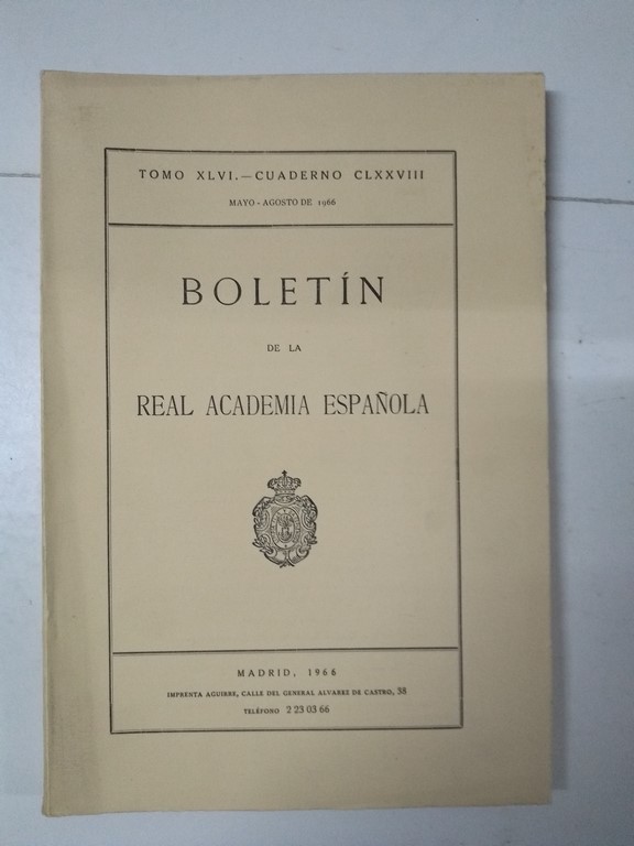 Boletín de la Real Academia Española, XLVI. - cuaderno CLXXVIII