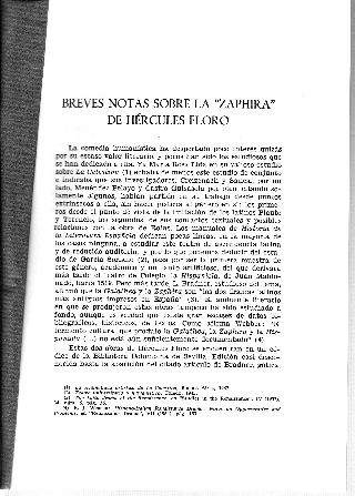 BREVES NOTAS SOBRE LA "ZAPHIRA" DE HERCULES FLORO.