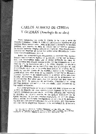 CARLOS ALBERTO DE CEPEDA Y GUZMAN (ANTOLOGIA DE SU OBRA).