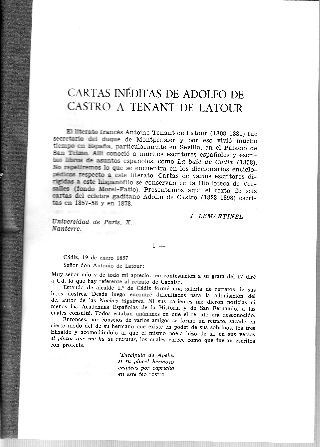 CARTAS INEDITAS DE ADOLFO DE CASTRO A TENANT DE LATOUR.