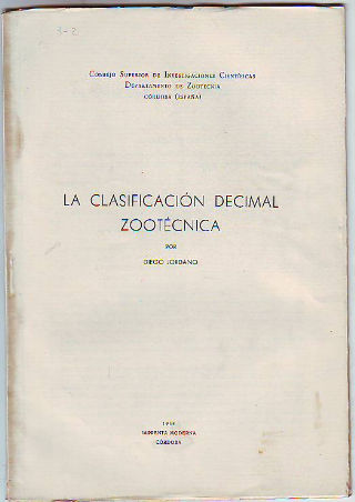 CLASIFICACIÓN DECIMAL ZOOTÉCNICA.