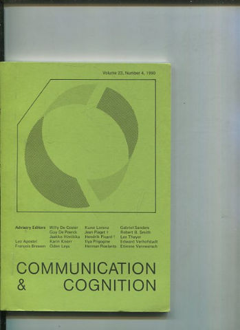 COMMUNICATION & COGNITION. VOLUME 23, NUMBER 4.