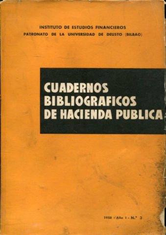 CUADERNOS BIBLIOGRAFICOS DE HACIENDA PUBLICA. Nº 3.
