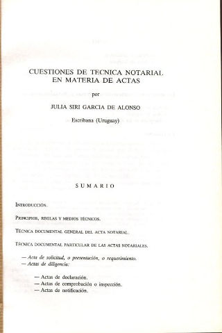 CUESTIONES DE TECNICA NOTARIAL EN MATERIA DE ACTAS.