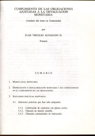 CUMPLIMIENTO DE LAS OBLIGACIONES AJUSTADAS A LA DEVALUACION MONETARIA (ANALISIS DEL TEMA EN GUATEMALA).