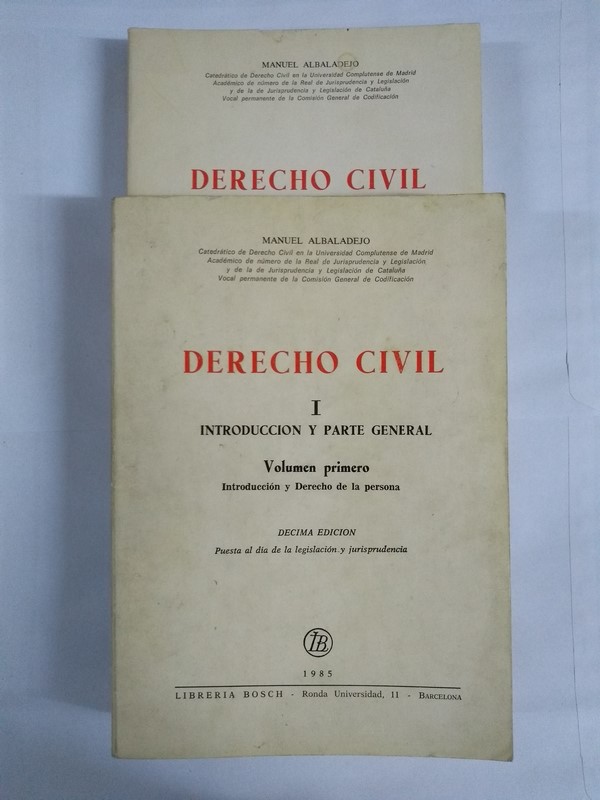 Derecho Civil, 2 tomos. Introducción y Parte General