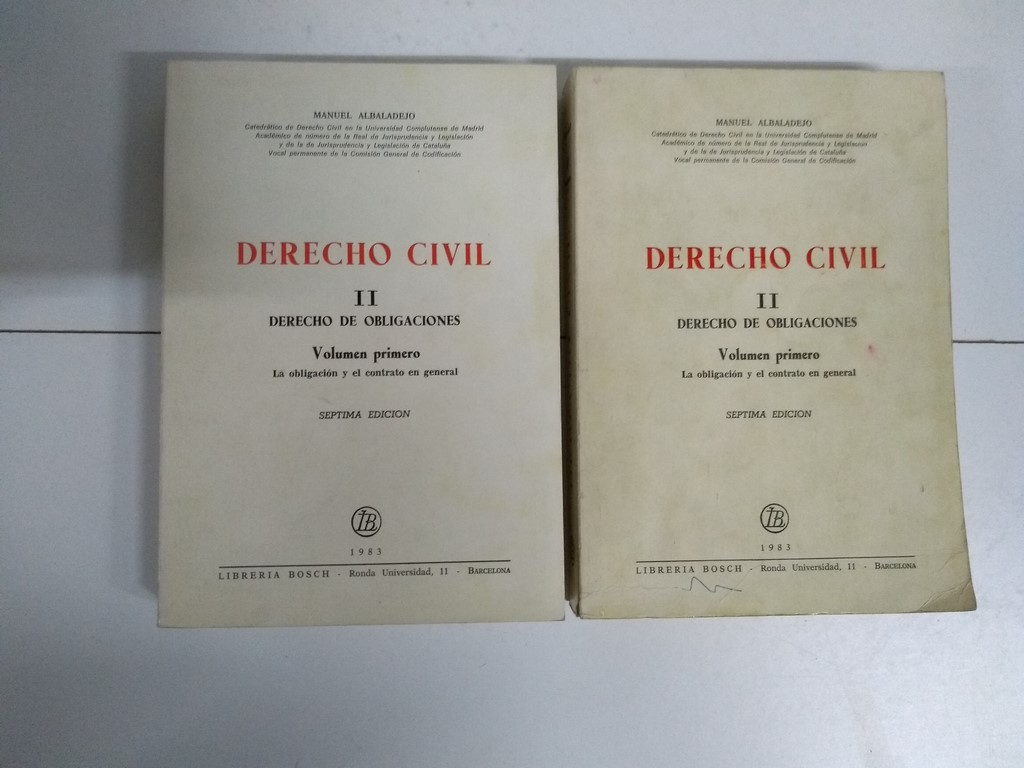Derecho Civil,  Derecho de obligaciones volumen primero
