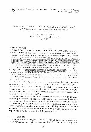 DESARROLLO Y VERIFICACION DE NUEVOS BALANCES DE MASA Y ENERGIA PARA FLUIDOS BIFASICOS AGUA-VAPOR.