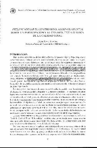(DES)ENCADENAR EL COMPROMISO: ALGUNOS APUNTES SOBRE LA PARTICIPACION Y EL CONTROL EN LA GESTION DE LA CALIDAD TOTAL.