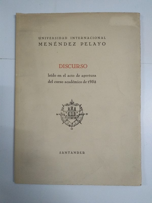Discurso leído en el acto de apertura del curso académico de 1952