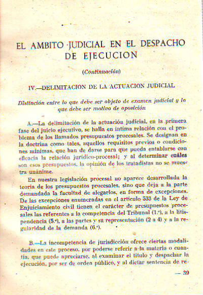 EL AMBITO JUDICIAL EN EL DESPACHO DE EJECUCION.