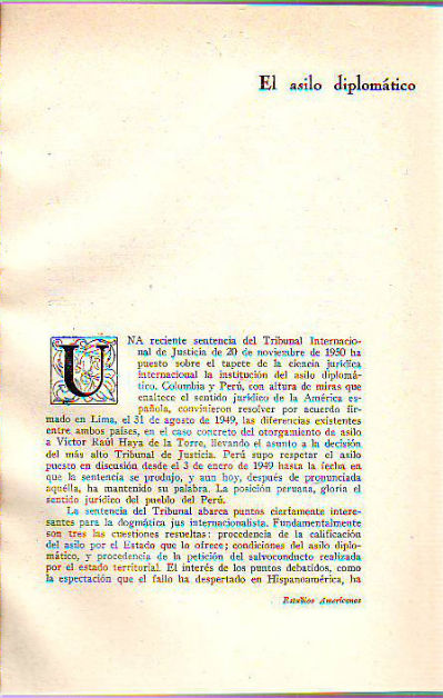 EL ASILO DIPLOMATICO.