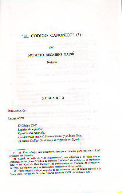 EL CODIGO CANONICO.