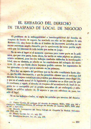 EL EMBARGO DEL DERECHO DE TRASPASO DE LOCAL DE NEGOCIO.