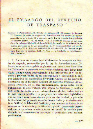 EL EMBARGO DEL DERECHO DE TRASPASO.