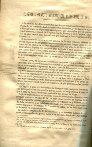 EL GRAN TERREMOTO MEJICANO DEL 15 DE ABRIL DE 1907.