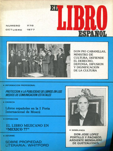 EL LIBRO ESPAÑOL Nº 238. REVISTA MENSUAL DEL INSTITUTO NACIONAL DEL LIBRO ESPAÑOL.