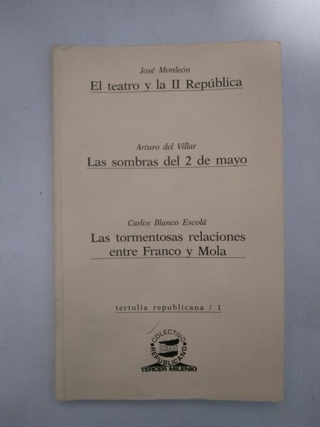 El teatro y la II Republica. Las sombras del 2 de mayo. Las tormentosas relaciones entre Franco y Mola.