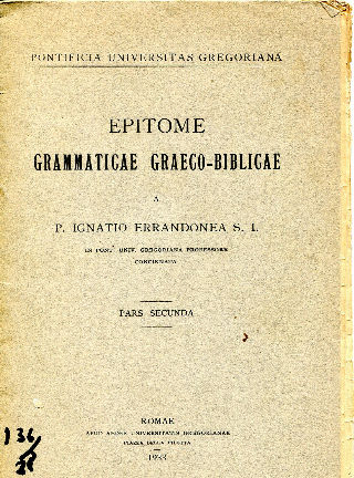 EPITOME GRAMMATICAE GRAECO-BIBLICAE. PARS SECUNDA: SYNTASIX.