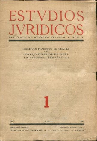 ESTUDIOS JURIDICOS. FASCICULO DE DERECHO PRIVADO. NUM 1.