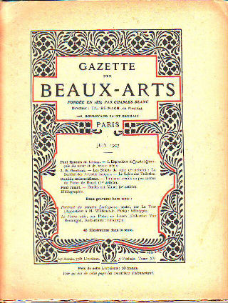 GAZETTE DES BEAUX-ARTS. LIVRAISON Nº 778, JUIN 1927.