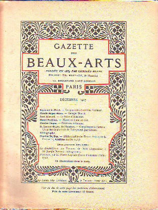 GAZETTE DES BEAUX-ARTS. LIVRAISON Nº 782, DECEMBRE  1927.