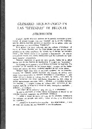 GLOSARIO ARQUEOLOGICO EN LAS "LEYENDAS" DE BECQUER.